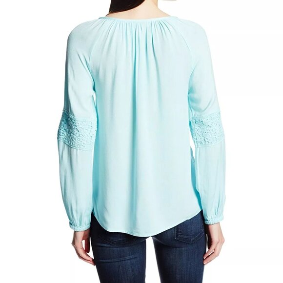NEW Lilly Pulitzer Briony Top Spa Blue Tunic Gauze Blouse Crochet LACE Mint XS - Picture 4 of 9